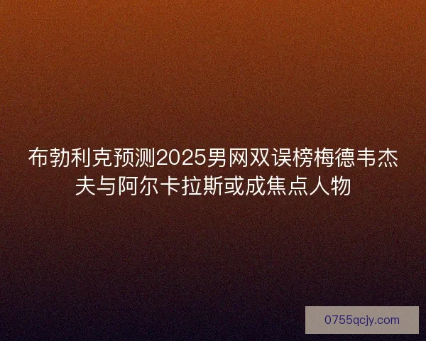 布勃利克预测2025男网双误榜梅德韦杰夫与阿尔卡拉斯或成焦点人物