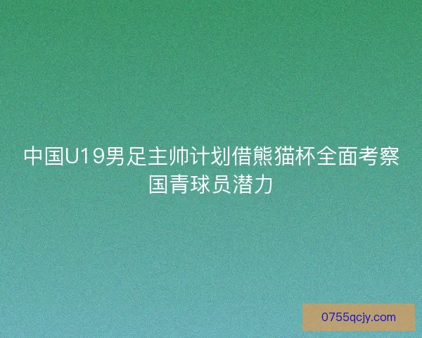 中国U19男足主帅计划借熊猫杯全面考察国青球员潜力