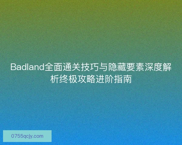 Badland全面通关技巧与隐藏要素深度解析终极攻略进阶指南