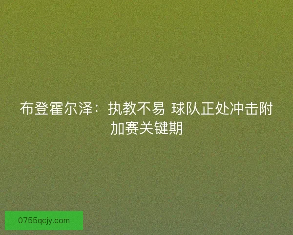布登霍尔泽:执教不易 球队正处冲击附加赛关键期 布登霍尔泽:执教不易 球队正处冲击附加赛关键期